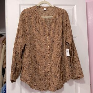 Old navy animal print blouse button down